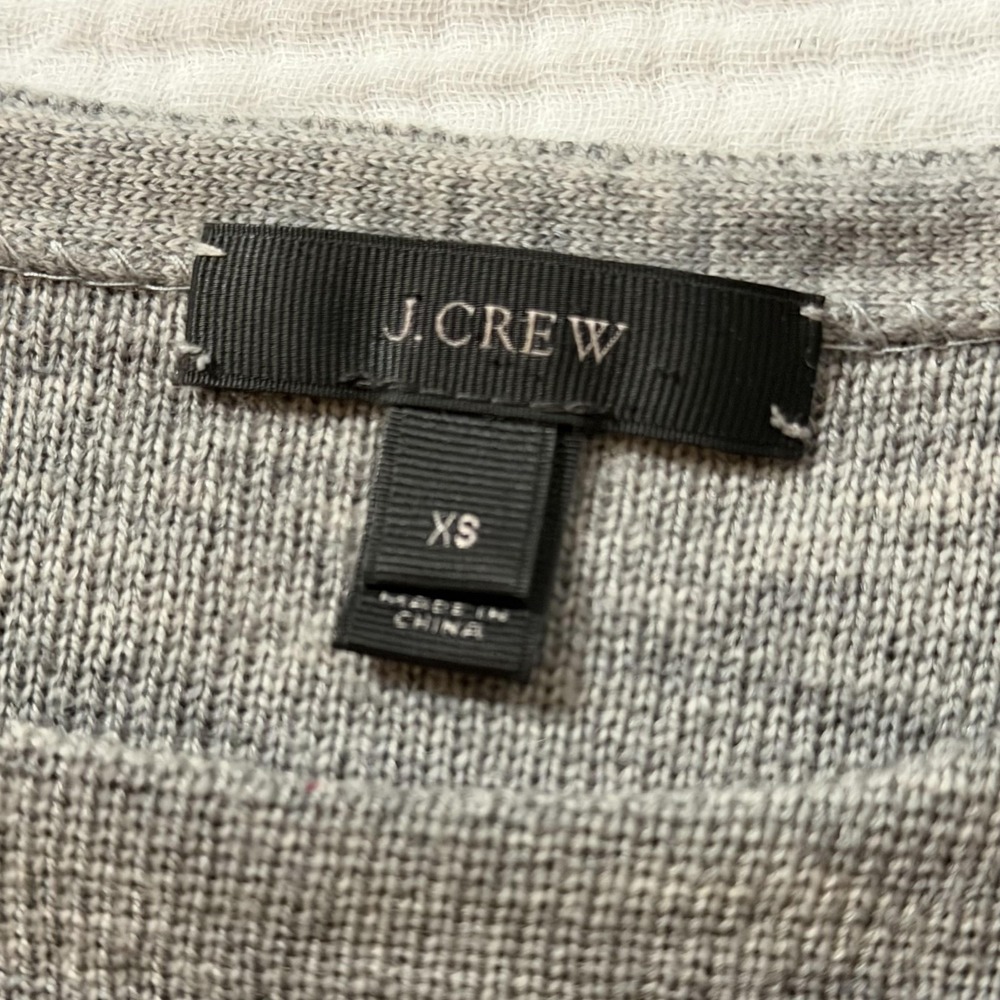 J.Crew Sweater Tunic Womens XS Gray 100% Merino Wool Crewneck Pockets Long - Picture 8 of 14